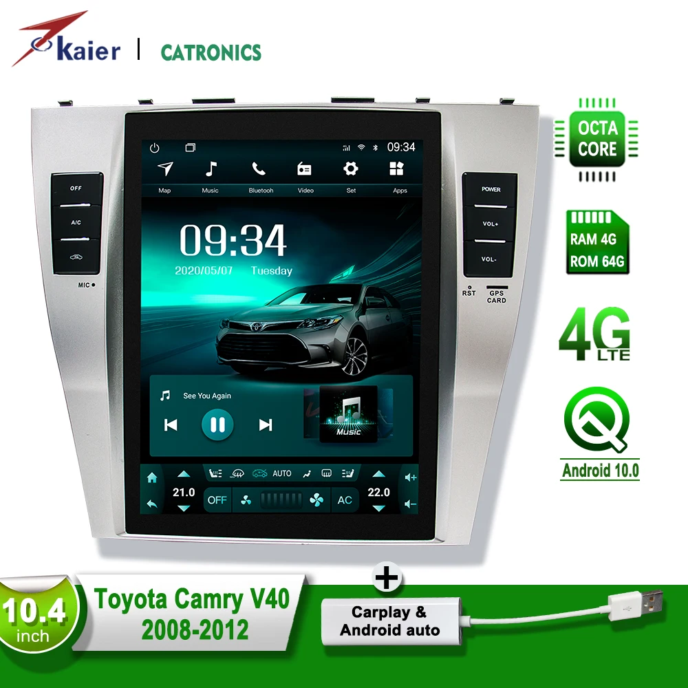 Tesla стиль Android Авто-радио мультимедиа для Toyota Camry Aurion 2007 + Видео плеер Gps навигация