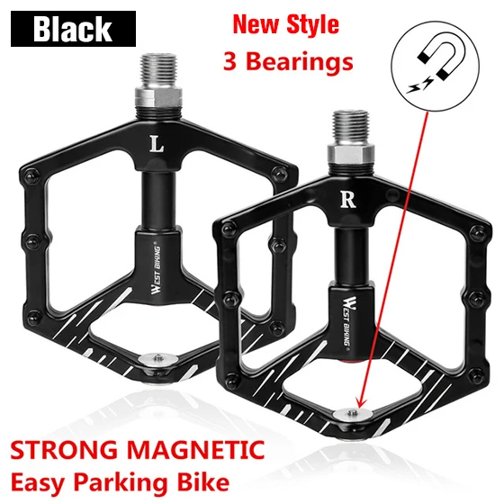3 Bearings New Style WEST BIKING сверхлегкие велосипедные педали из алюминиевого сплава Cr Mo Ось шпинделя противоскользящие 9/1" велосипедные 3 герметичные подшипники с ЧПУ велосипедные педали - Цвет: 3 Bearings New Style