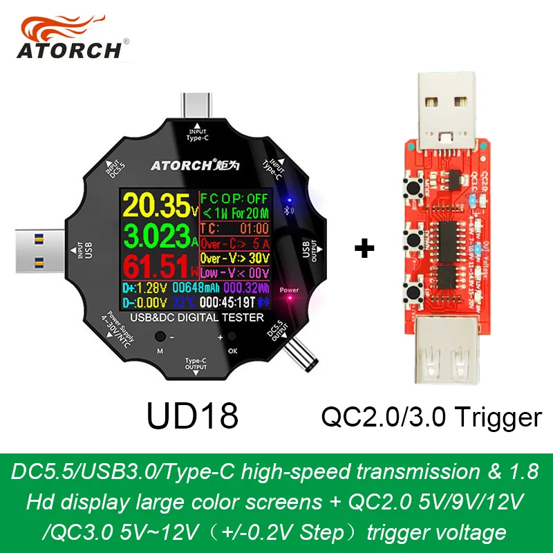 18 в 1 USB Тестер dc Цифровой вольтметр amperimetro измеритель тока Амперметр детектор Банк питания зарядное устройство индикатор + QC3.0