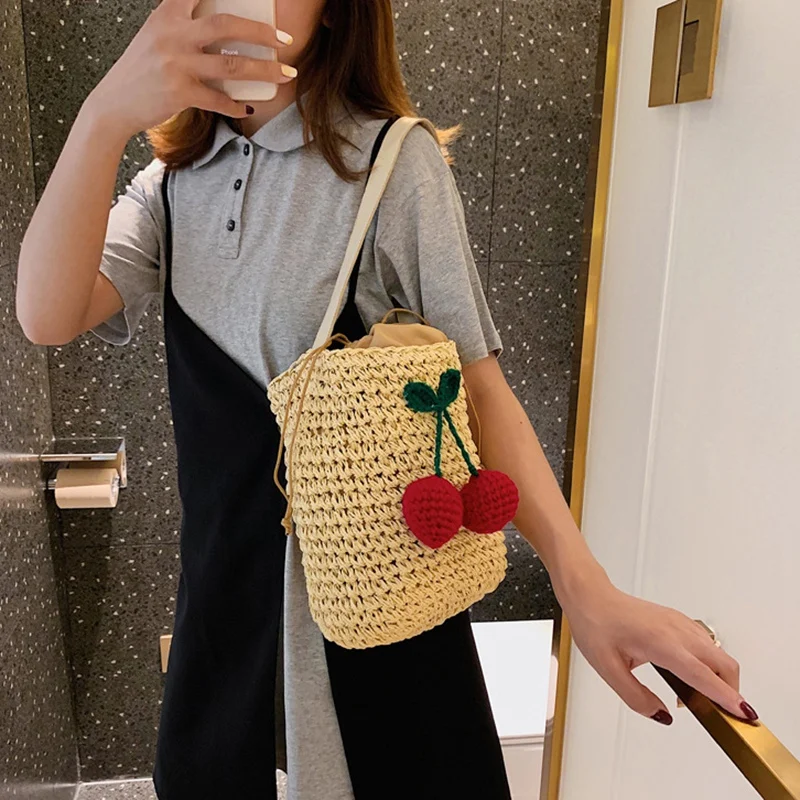 Summer Style Cylinders Handbags Bohemian Boho Indian Hair Straw Bag Thai Woven Beach Bag
