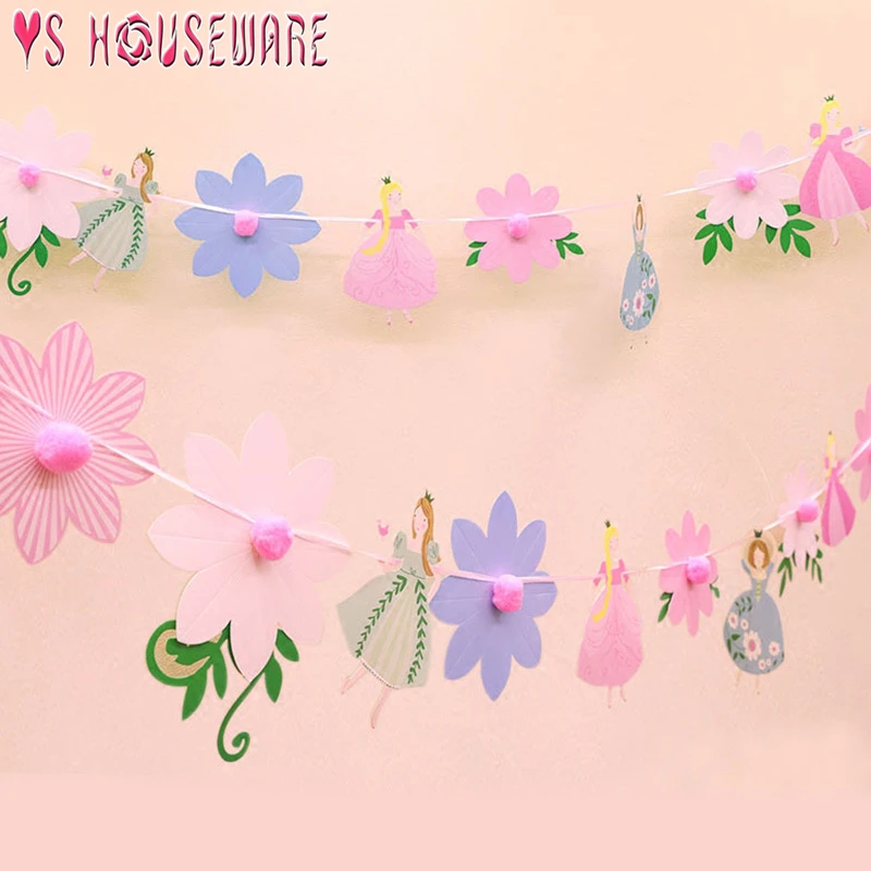 2.8M Flower Fairy Banner Garland Birthday Party Baby Shower Children Room Decoration Party Decoration Supplies