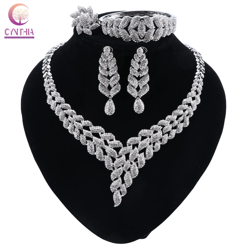 CYNTHIA igeria Classic Jewelry Sets Elegant Bride Wedding Leaves Shape