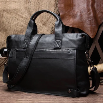 

Men Genuine Leather Briefcase Cowhide Business Handbag Leather Shoulder Messenger Bags Cowskin Large Laptop Bags