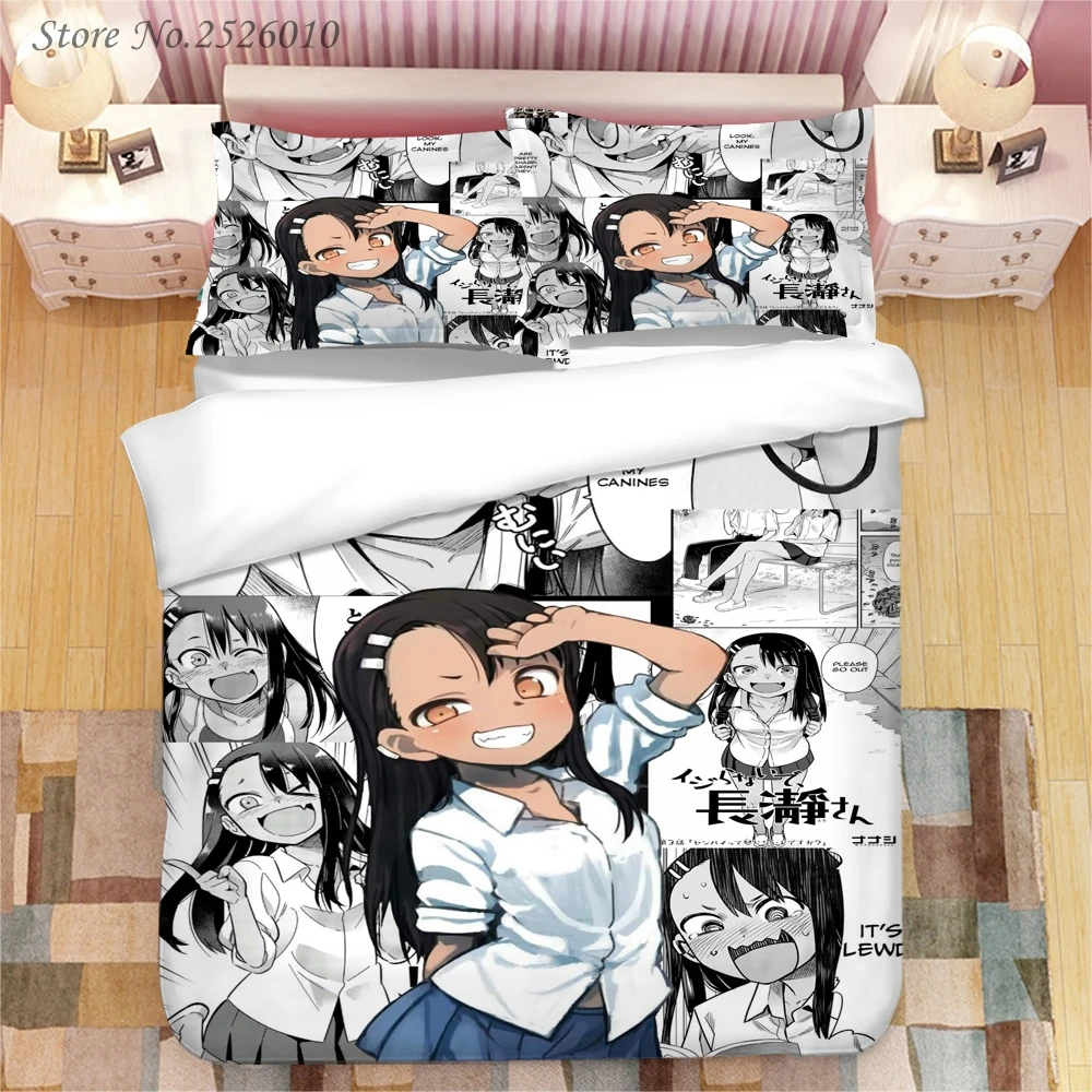 

Комплект постельного белья с 3D рисунком из аниме Nagatoro, Королевский пододеяльник, наволочка, одеяло, чехол, постельное белье для взрослых и детей, постельное белье 02