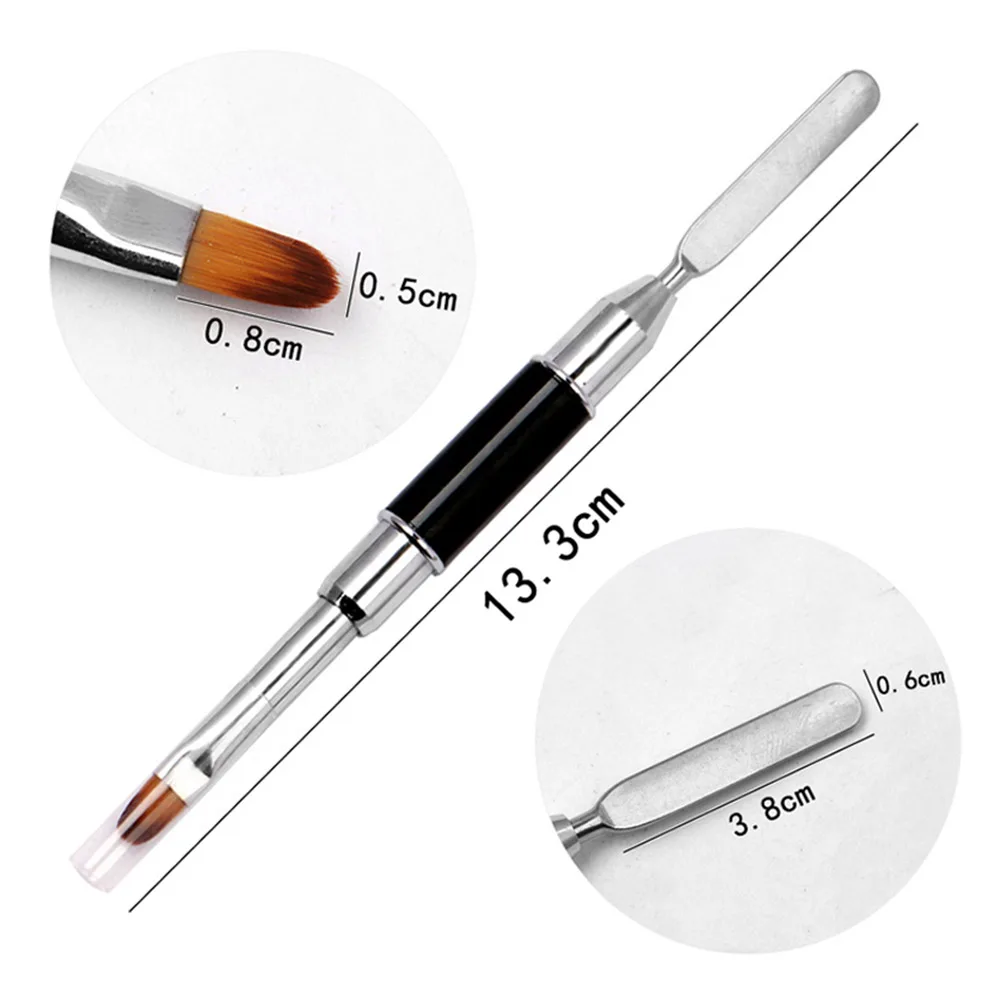 1PC Nail Brushes Dual Head Nail Art Acrylic UV Poly Gel Extension Builder Drawing Pen Brush 2