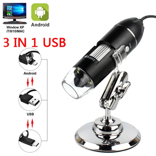 Portable USB Digital Microscope with HD Magnification and 8 LED Lights