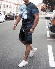 Men's sportswear 3D printing shorts short sleeve hip hop clothing fashion men's summer sportswear men's sportswear