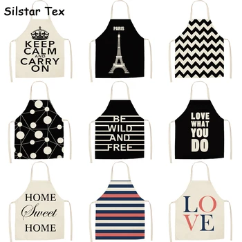 

Silstar Tex Black Stripes Kitchen Apron For Woman Linen Home Personalized For Adults Garden BBQ Haircut Children