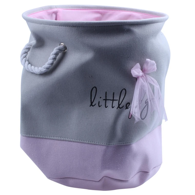 C 35*40cm Pink Laundry Basket for Dirty Clothes Cotton Ballet Girl Bow Print Toys Organizer Home Storage& Organization - Цвет: C
