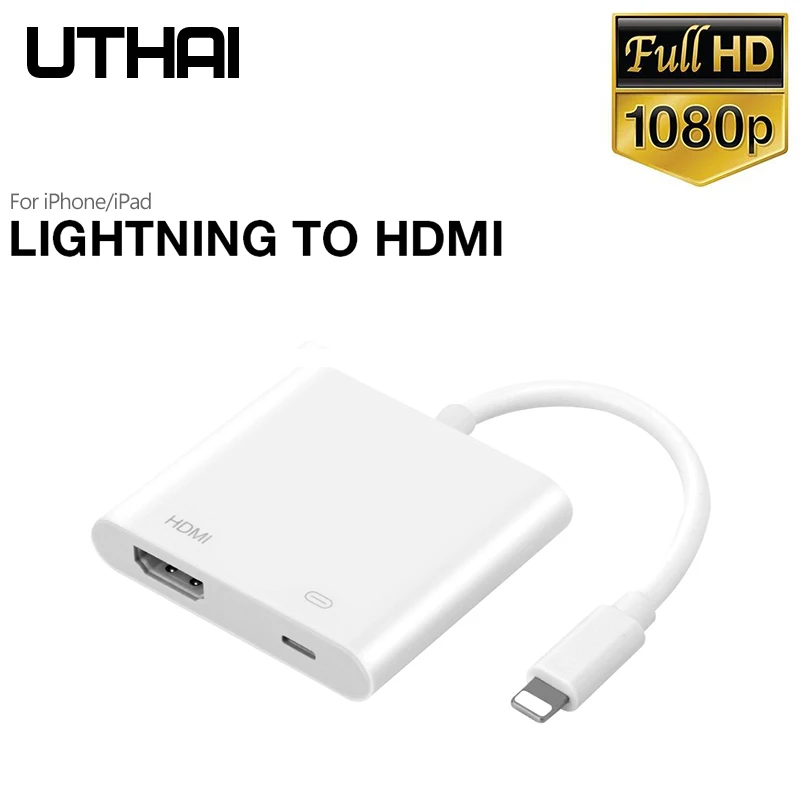 C16-Lightning-HDMI UTHAI E16 для iphone USB OTG адаптер 500 мАч HDMI конвертер Lightning для USB SD аудио адаптер для iphone 7 8 X XR 11 Поддержка IOS13 - Цвет: C16-Lightning-HDMI