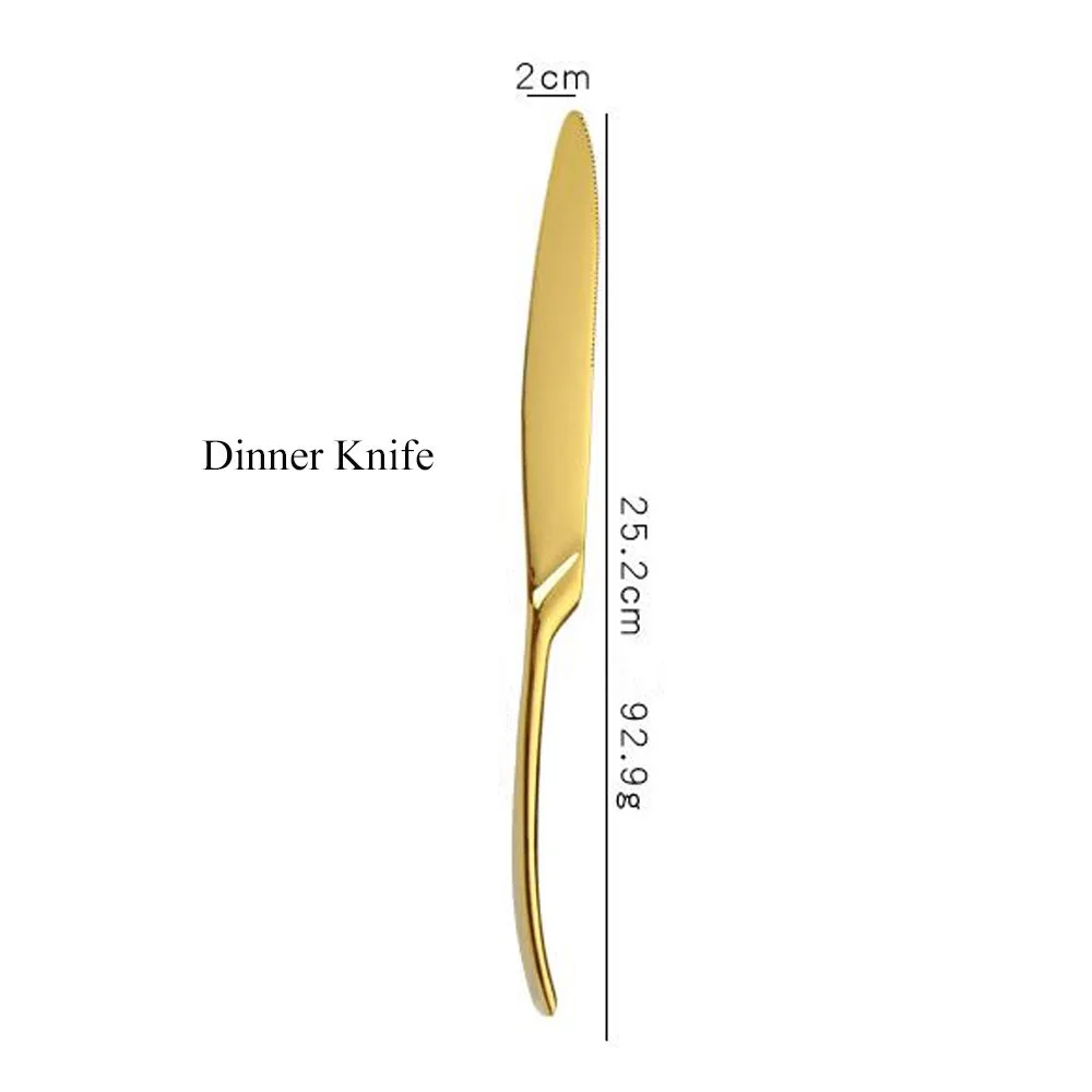 Набор столовых приборов Золотой столовый сервиз классический Ресторан из нержавеющей стали кухонная Свадьба Посуда Торта средняя вилка - Цвет: Dinner Knife