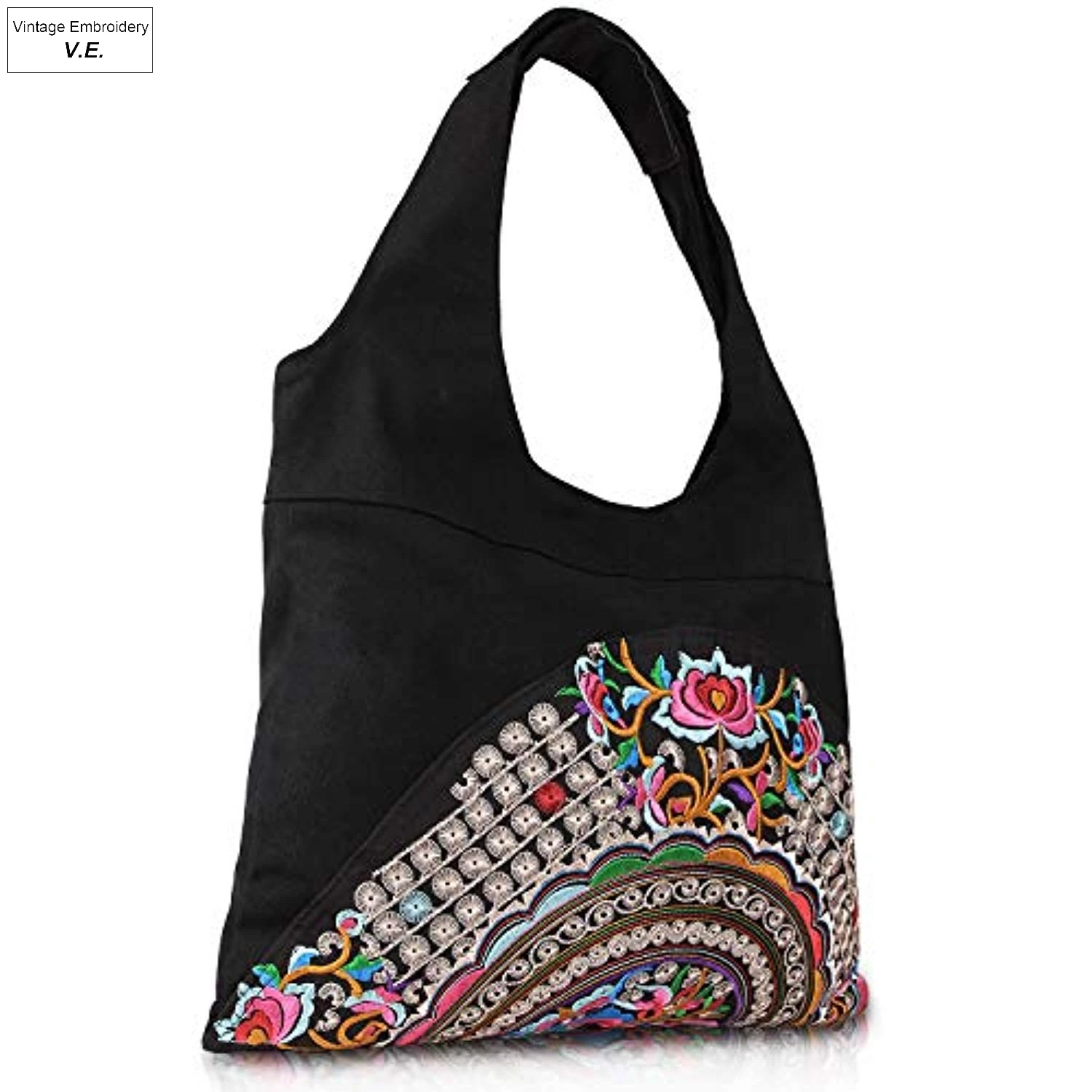 Винтажная вышитая Женская Холщовая Сумка через плечо Boho Этническая сумка тоут