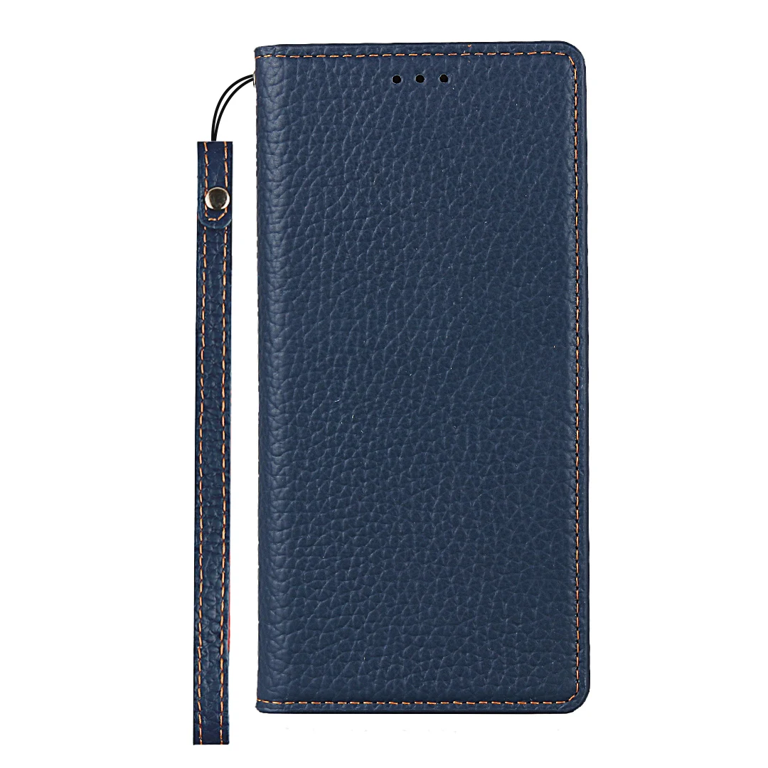 Genuine Leather Men Women Leather Flap Protective Cover for Iphone XS MAX 15 13PRO MAX with Wristlet Bifold Leather Phone Wallet