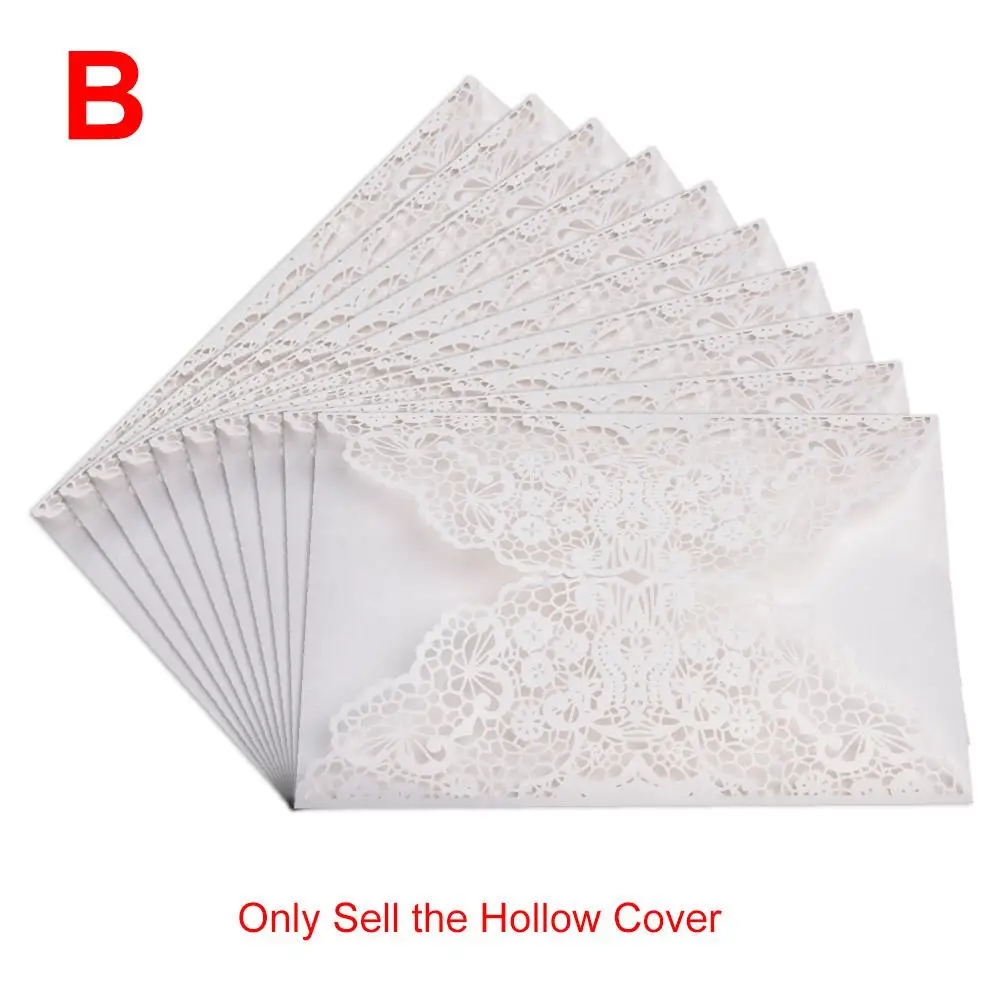  10PCS European Style Elegant Delicate Carved Lace Wedding Party Invitations Cards Congratulation Ca - 4000472031866