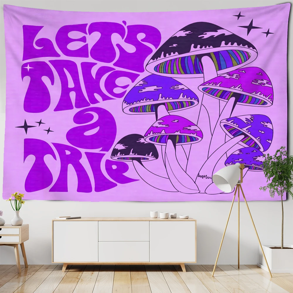 Psychedelic Mushroom Tapestry Wall Hanging Aesthetic Witchcraft Bohemian TAPIZ Girls Dormitory Home Room Decor tapestry decorations