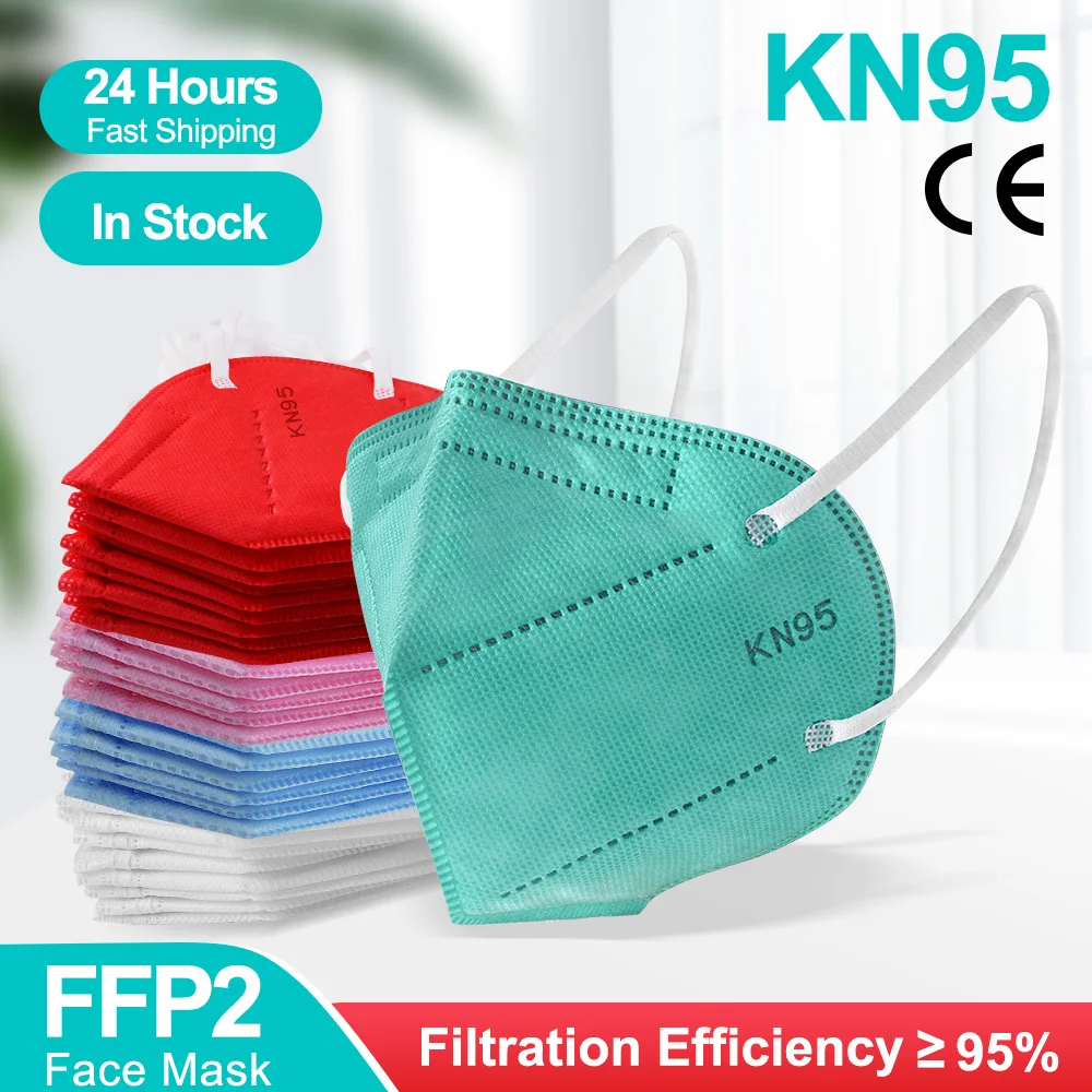 Mascarilla ffp2reutilizable kn95 para adultos, Máscara protectora con certificado ce, 100 Uds.