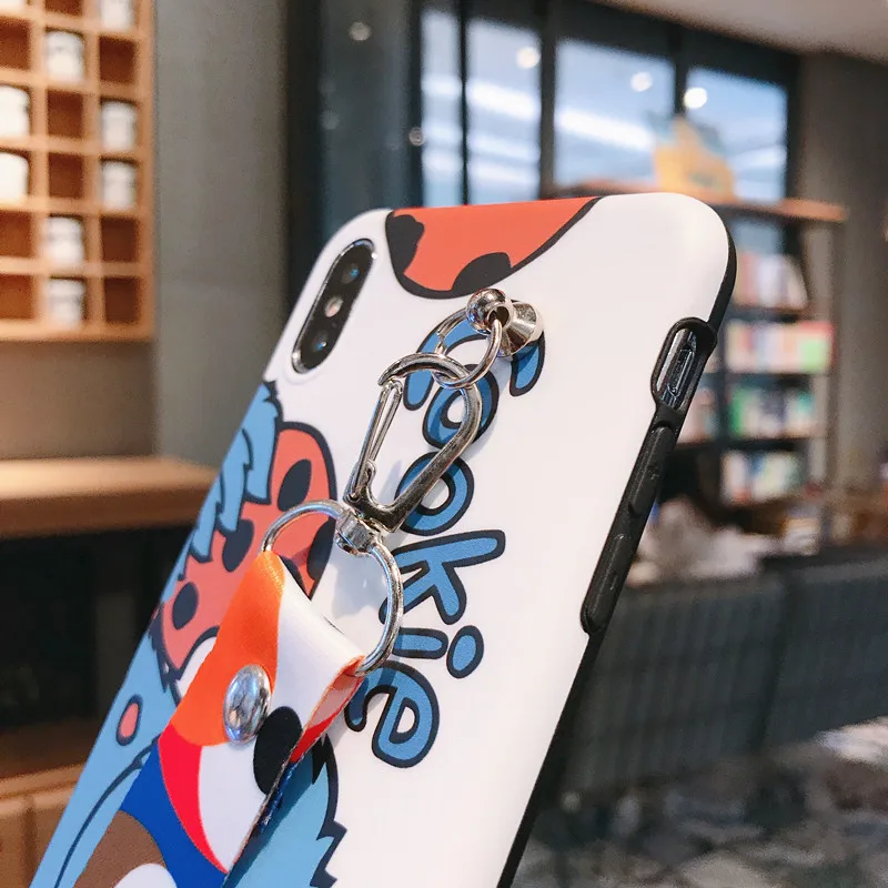 Симпатичные Мультяшные Чехлы для печенья Elmo для Redmi Note 7 Coque мягкий IMD держатель чехол для Xiaomi MI8 9 A2 6X диагональный крест ремешок чехол
