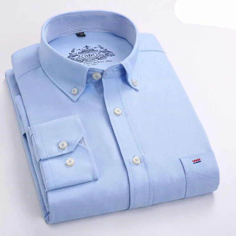 Оксфордская дышащая удобная рубашка из чистого хлопка Camisa, яркие облегающие Высококачественные мягкие рубашки с длинными рукавами и отложным воротником
