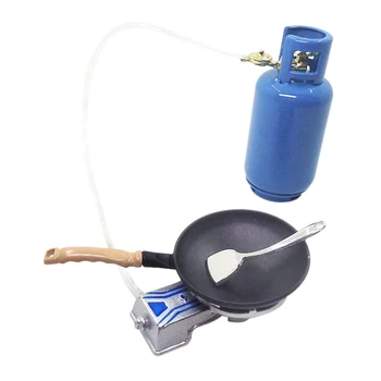 

Mini Analog Gas Stove Boiler Kitchen Accessories Old-Fashioned Decoration Used for 1/12 Doll House Model Furniture