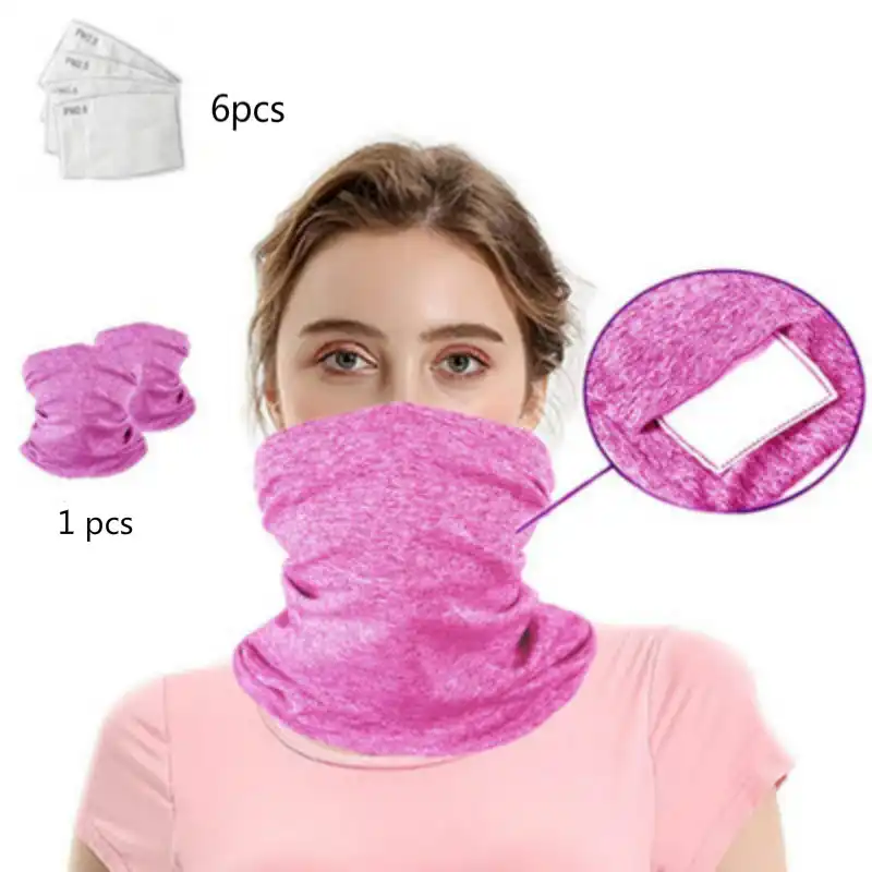 Scarf Bandanas Neck Gaiter with Safety Carbon Filters Multi-purpose Neck Warmers
