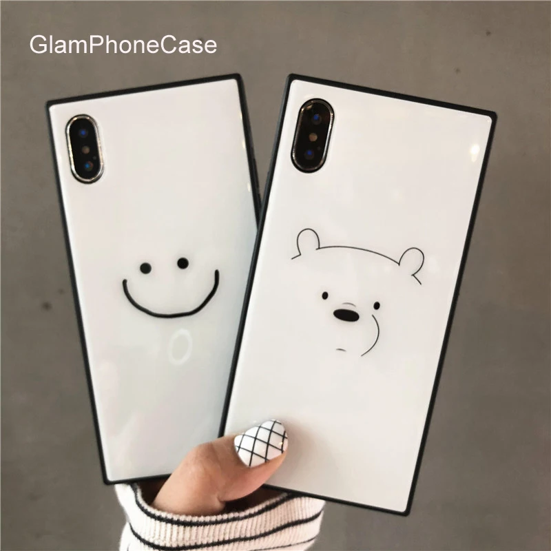 

GlamPhoneCase Simple Bear Smiley Face Phone Case For iPhone X XS Max XR Hard Case Cover For iPhone 7 8 6 6s Plus Case