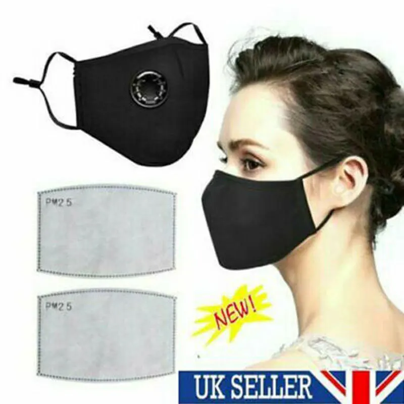

Cotton Mask With filters PM2.5 Black Mask Dust Mask Activated Carbon Filter Windbreak Virus Antiflu Mask Care Cotton Reusable