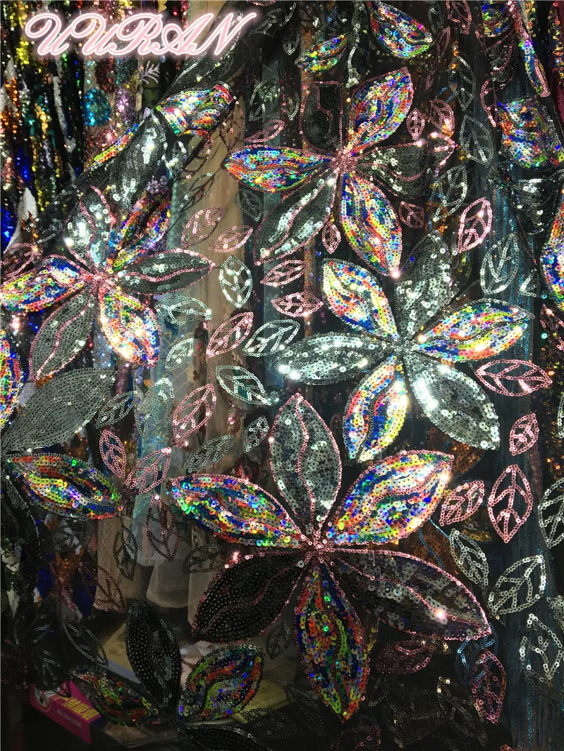 Французский ирис цветок кружева чистая ткань с блестками красочные блестящие вечерние платья сетчатая ткань свадебное шитье Diy аксессуары