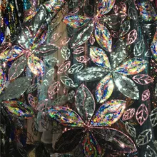 Французский ирис цветок кружева чистая ткань с блестками красочные блестящие вечерние платья сетчатая ткань свадебное шитье Diy аксессуары