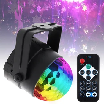 

Remote Control Colorful Sound Activated Rotating Disco Ball Party Lights Strobe Light 3W RGB LED Stage Lights for Home KTV DJ