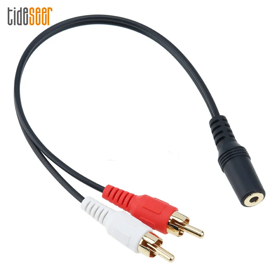 28cm 3 5mm Jack Stereo Audio Cable Female to 2RCA Male Socket to Headphone 3 5 AUX Y Adapter for DVD TV Speaker Amplifier 300pcs