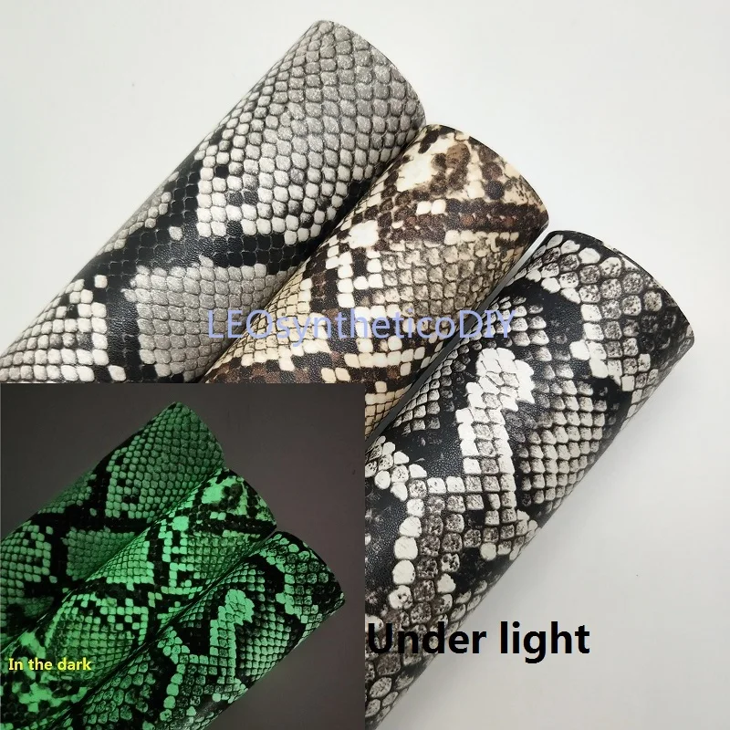 

1PC 21X29CM Glow in the Dark Faux Leather Fabric, Snake Synthetic Leather Fabric Sheets For Making Bows LEOsyntheticoDIY T277
