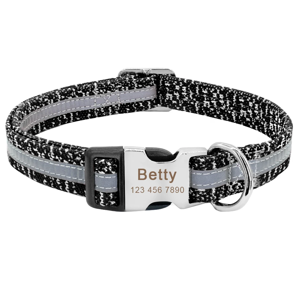 Gray Collar Светоотражающий нейлоновый ошейник и поводок для собак, персонализированные ошейники для собак, поводок для прогулок для маленьких и средних собак, размеры s, m, l - Цвет: Gray Collar