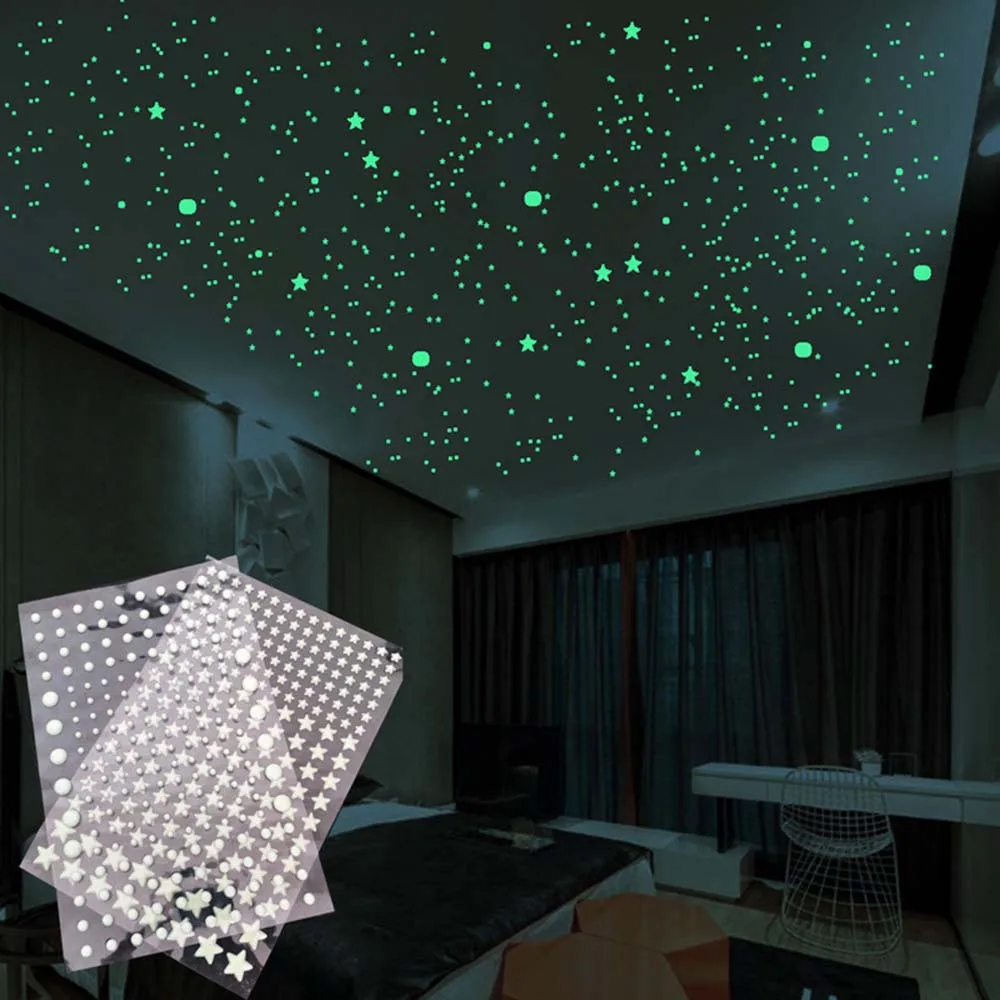 Bedroom Ceilling Home Decor Glow In Dark Moon Universe 3D Luminous Fluorescent Bubble Sticker Stars Dots Kid Room Wall Art Decor luminous wall stickers fluorescent stickers 3d wall stickers