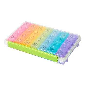 

28-Cell Pill Organizer 7 Day Individual Plastic Pill Storage Box Weekly Medicine Planner Case