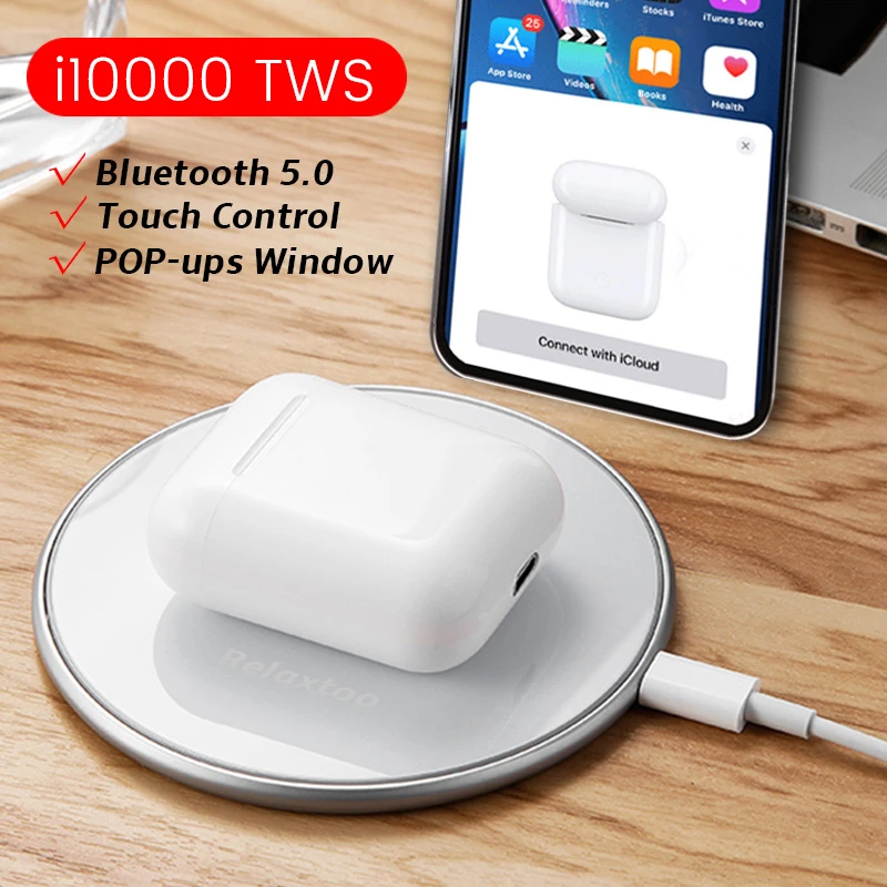 I10000 TWS Aire2 1:1 Реплика настоящая 3 три батареи всплывающие Bluetooth наушники Беспроводная зарядка наушники Smart sensor eurbuds