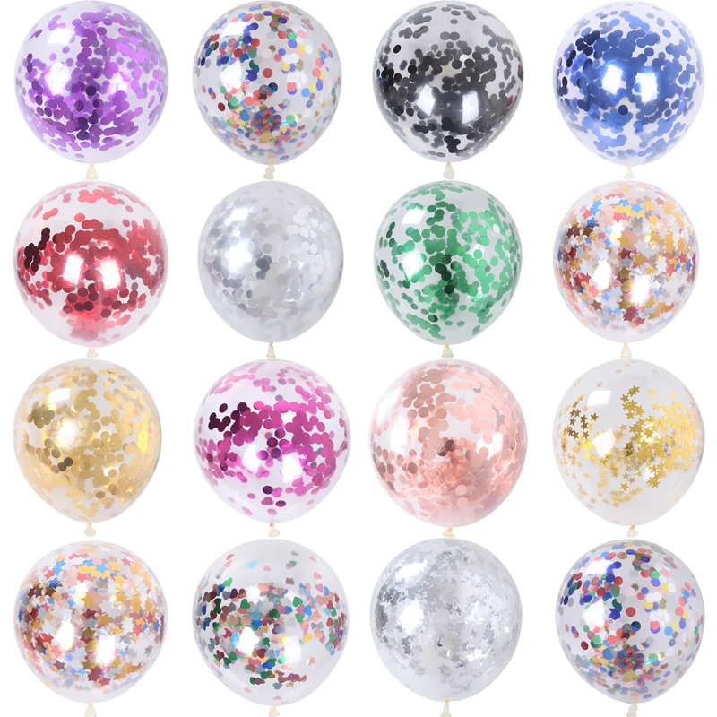 10 Uds 12 pulgadas de oro confeti de estrellas globos de látex brillo transparente globos Birthdy decoración de fiesta helio bolas