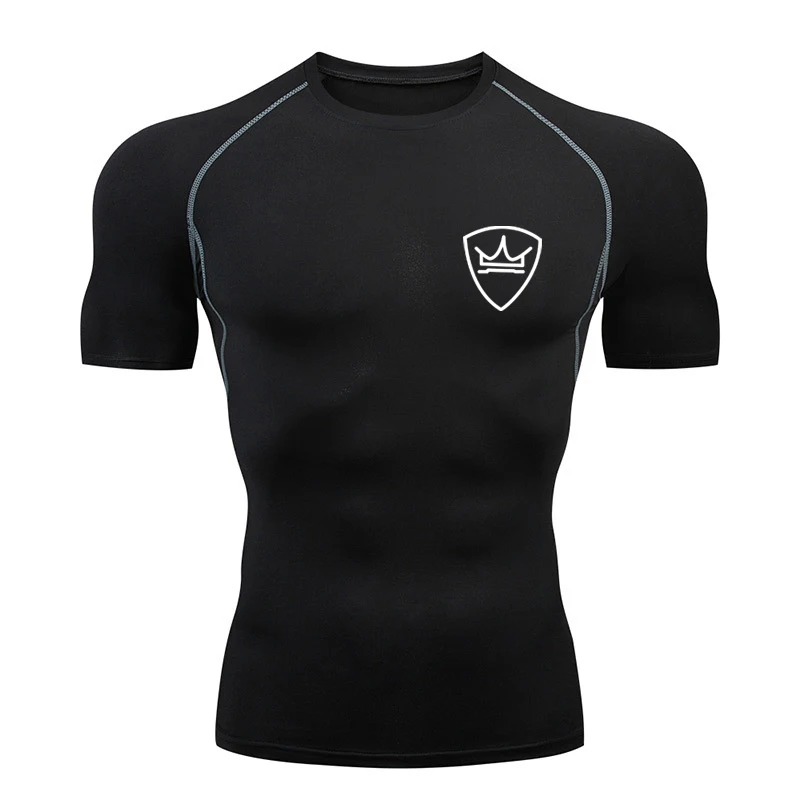 Спортивная футболка для фитнеса Мужская Рашгард для ММА бега с коротким рукавом компрессионные облегающие Топы быстросохнущая одежда для бега одежда для футболок для мужчин