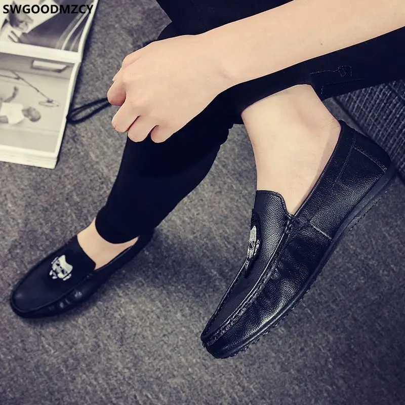 Black Leather Shoes for Men 2024 Loafers Casual Shoes Man Designer Slip on Shoes Men Chaussures Femme мужские макасины Zapatos 6