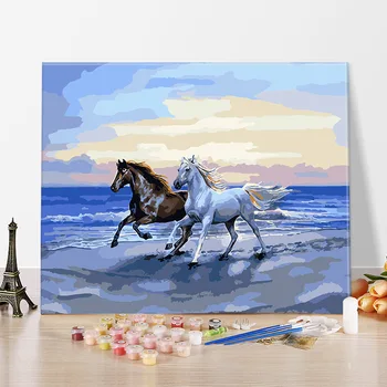 

A Running Horse Paint By Numbers Coloring Hand Painted Home Decor Kits Drawing Canvas DIY Oil Painting Linen By Numbers