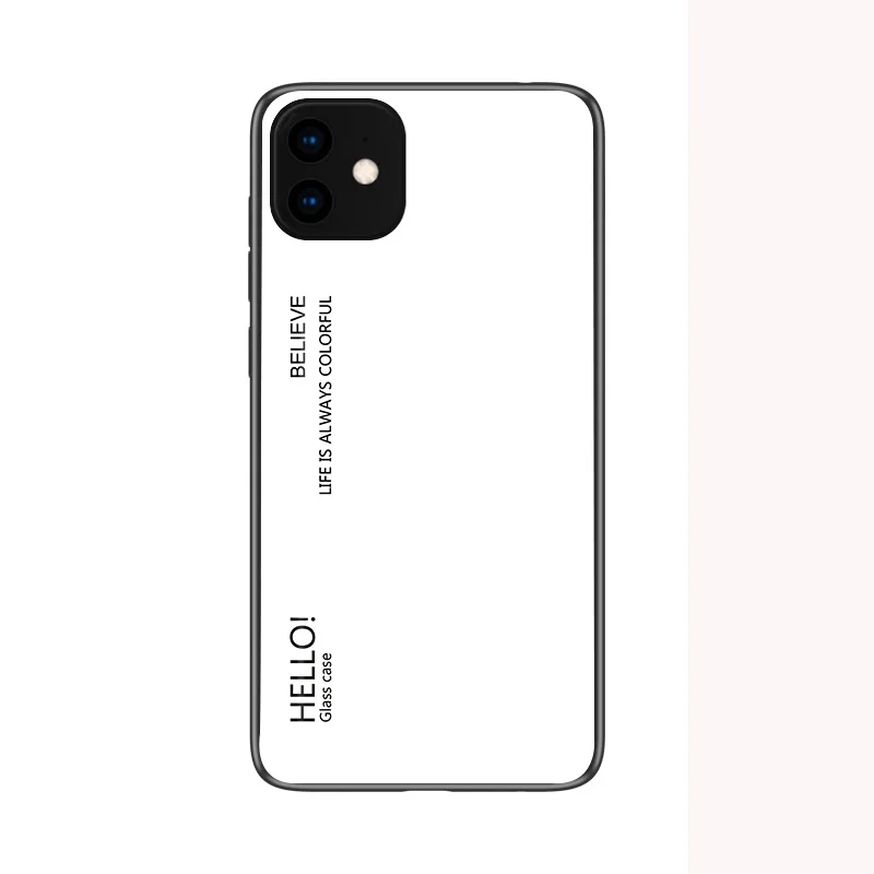 Модный градиентный стеклянный чехол для телефона для Apple iphone 11 Pro Max полный защитный бампер для iphone 11 Pro Max чехол для телефона - Цвет: Белый