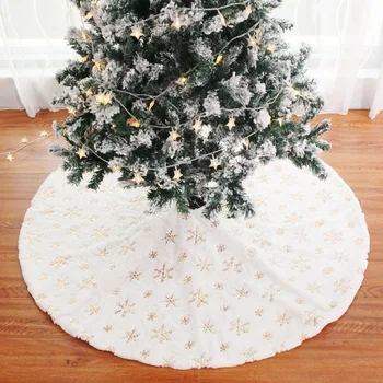 

Christmas Tree Skirts Faux Fur White Plush Snowflake Mat Golden Silver Colorful Mat Tree Skirt Xmas Party New Year Decorations