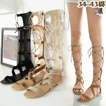 

Rome cool boots summer women's frosted leather cool boots high boots fish mouth women's boots size sandals