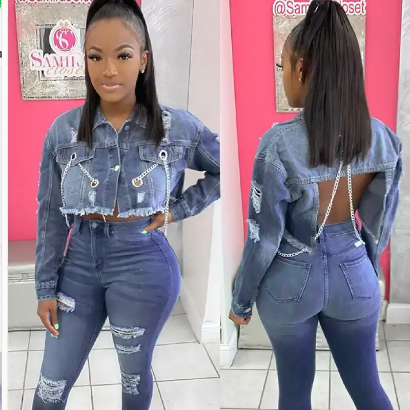 backless denim jacket