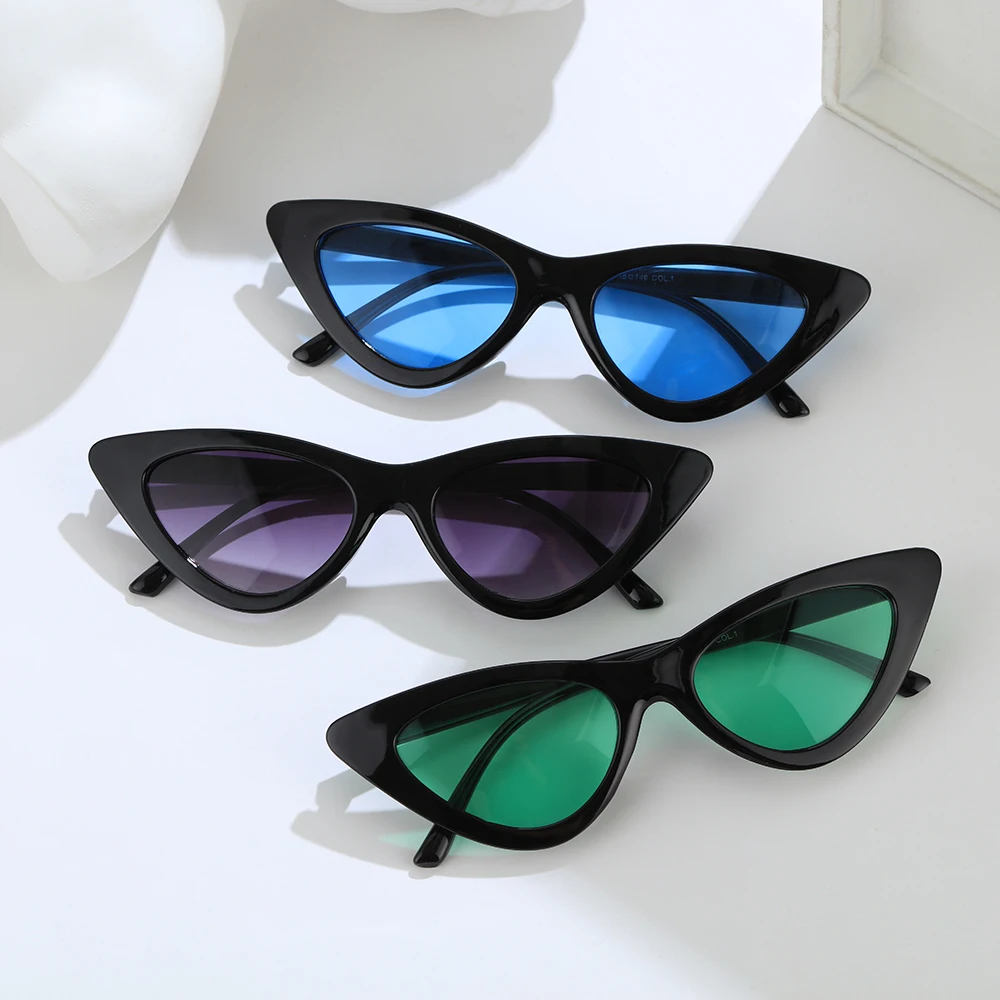 big cat eye sunglasses 2021 Sexy Vintage Cat Eye Sunglasses Black Small Triangle Sun Glasses Female Lens Shades Resin Outdoor Streetwear Eyewear UV400 square sunglasses