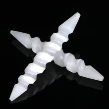 1PC Healing Stone Natural Gypsum Crystal Mineral Fossils Selenite Degaussing Spiral Rod Polished Crafts Gift Healthy Meditation