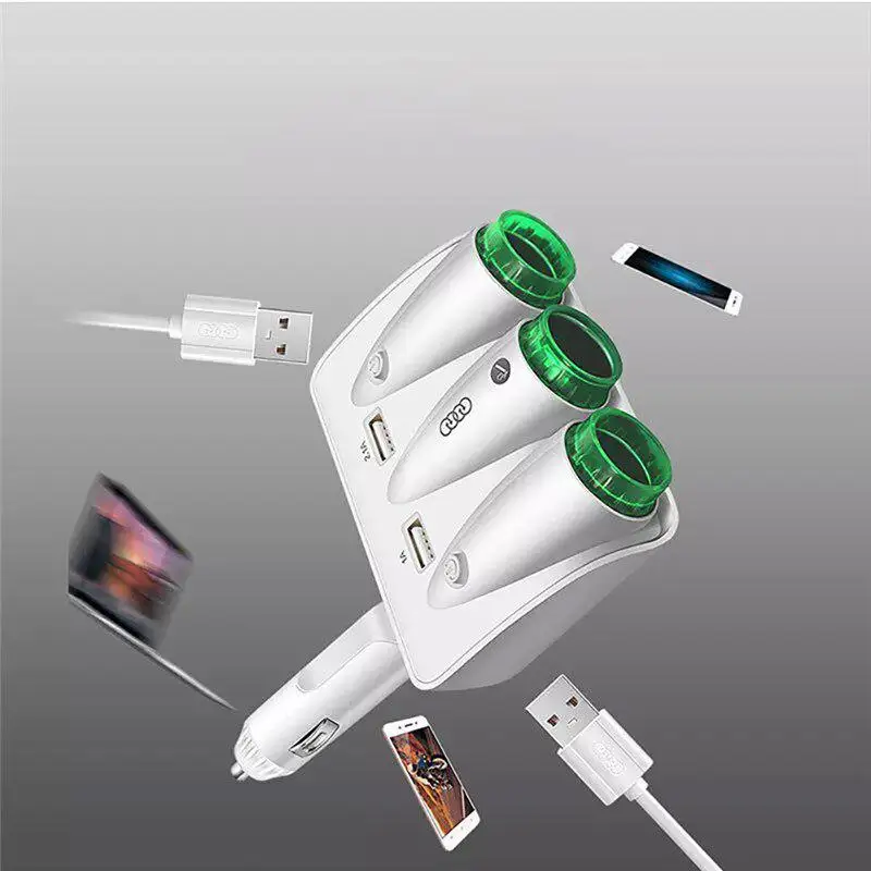 3 в 1 многофункциональный автомобильный прикуриватель двойной Переходник USB для зарядки в машине штекер сплиттер розетка адаптер питания для IPad смартфона