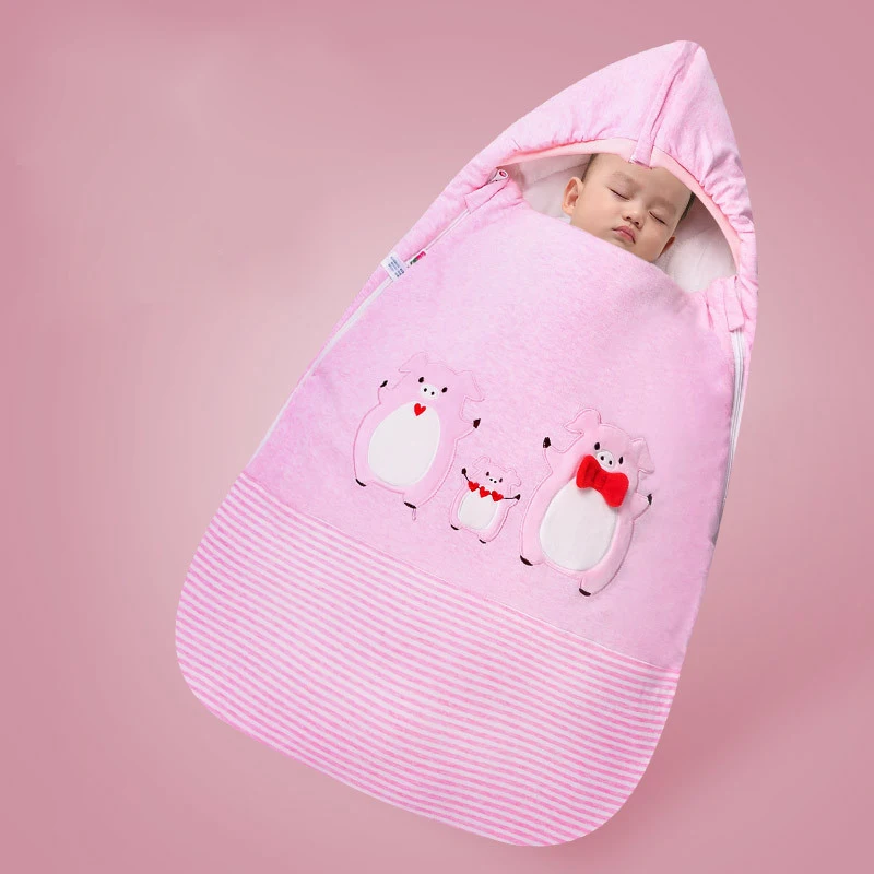 pink pig Спальный мешок для малышей; спальный мешок с рисунком животных; хлопковая детская коляска на молнии; Пеленальное Одеяло; спальный мешок; конверт для младенцев - Цвет: pink pig