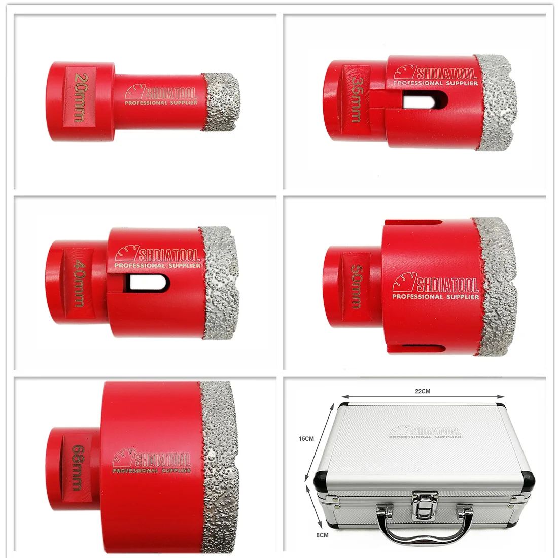 SHDIATOOL 1 комплект/5 шт. M14 вакуумная паяльная Алмазная бурильное сверло с коробкой диаметром 20+ 35+ 40+ 50+ 68 мм гранитная мраморная керамика отверстие пилы