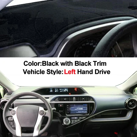 Крышка приборной панели автомобиля тире коврик ковер для Toyota Аква Prius C 2011- LHD RHD 2 слоя зонт авто накидка - Название цвета: LHD Black Trim