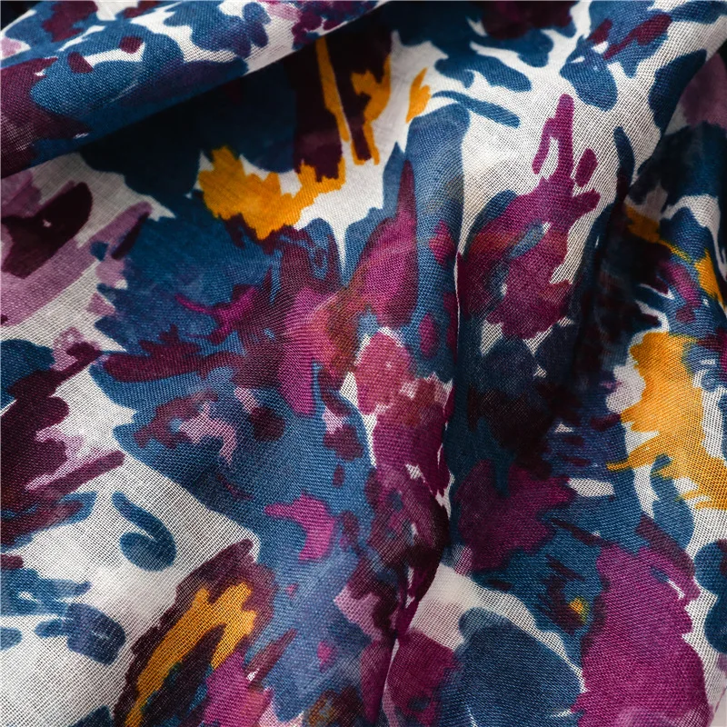 2026 frühling Herbst Mode Luxus Marke Navy Blue Dot Viskose Schal Schal Frauen Hohe Qualität Drucken Hijabs und Wraps Muslimischen Schal – Detail 17